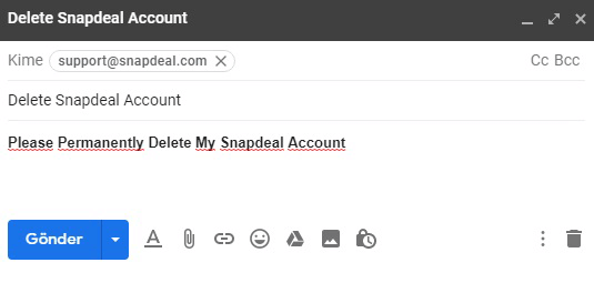 Cancellazione Account Snapdeal