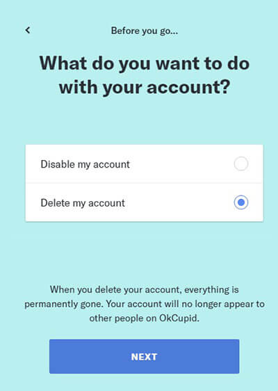 Cancellazione account OkCupid.com