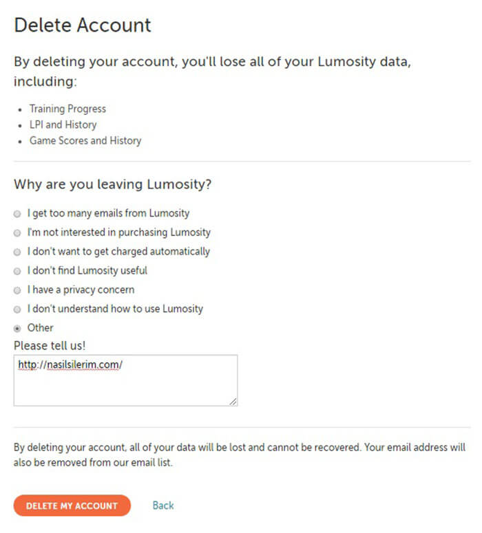 Come eliminare l'account Lumosity
