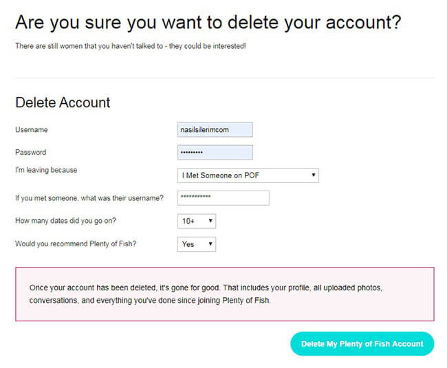 How to delete pof dating account