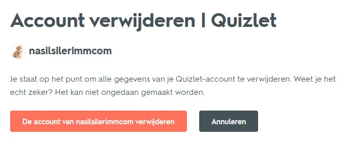 Quizlet Account Verwijderen