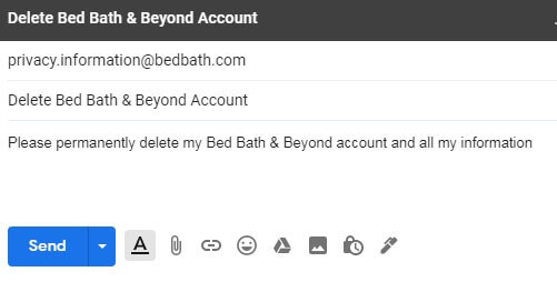 delete bed bath & beyond account