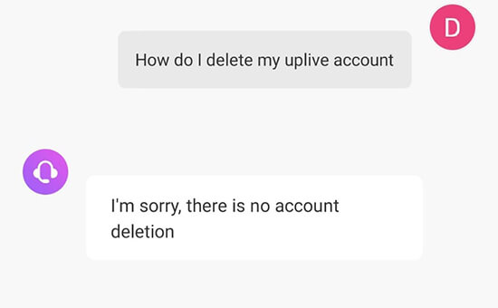 how to delete uplive account