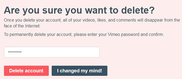how to delete vimeo account
