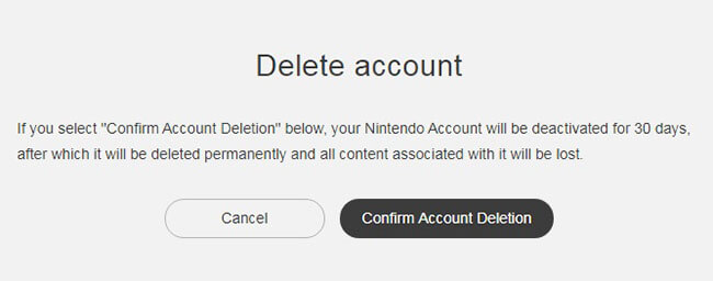 Verwijdering Van Nintendo Account