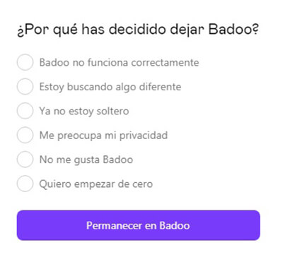 eliminar cuenta badoo.com