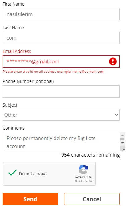 how to delete big lots account