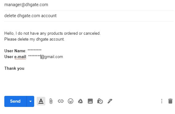 how to delete dhgate account 
