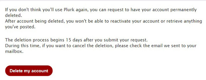 how to delete plurk account