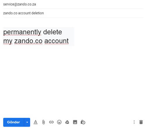 zando account deletion South Africa
